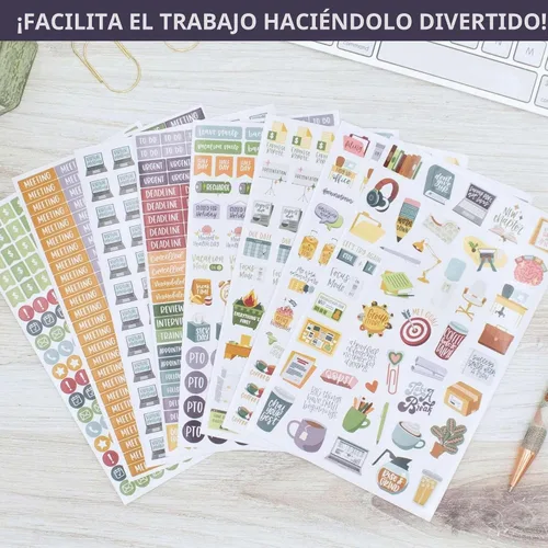Vista 6 de bloom daily planners Calcomanías para Planificador Workday Essentials - Paquete Variado de Productividad para Profesionales de Negocios - 8 Hojas