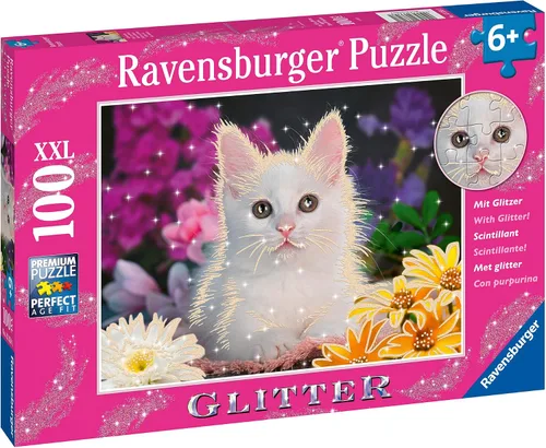 Vista 3 de Ravensburger Puzzle Glitter Cat 100 Piezas Puzzle Glitter para Niños
