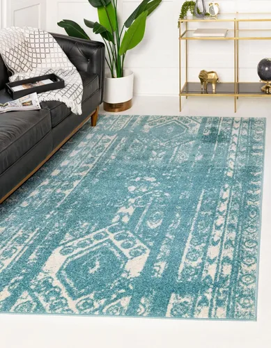 Vista 8 de Unique Loom Lennon Collection - Alfombra de área Zal (2 pies x 3 pies 1 pulgada, rectangular, gris y marfil)