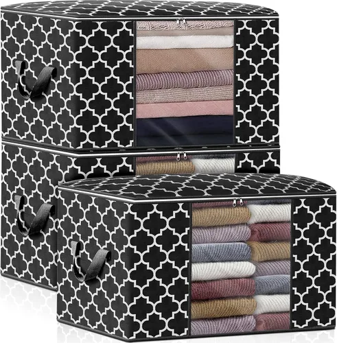 Vista 28 de ISELIFE Bolsas de Almacenamiento 100L Paquete de 2 Bolsas Grandes para Mantas y Ropa, Contenedores de Organización y Almacenamiento para Ropa