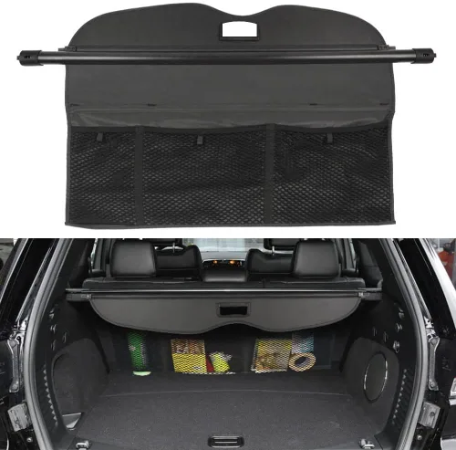 Vista 11 de Cubierta de carga para Jeep Grand Cherokee (2 filas; WL) 4XE Accesorios 2022-2025 2026 Cubierta de seguridad para maletero trasera negra