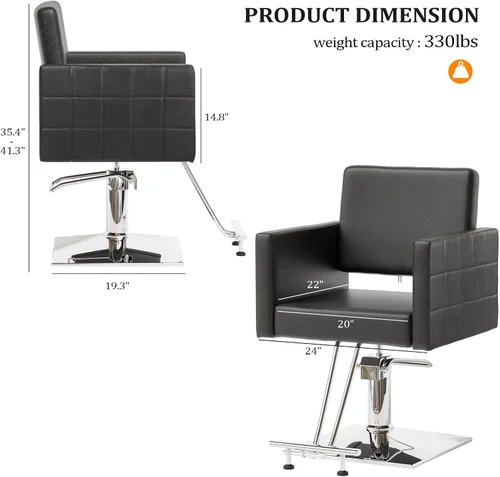 Vista 3 de Bonnlo Silla de peluquería para estilista de peluquería de asiento ancho, silla de peluquería hidráulica con reposapiés de acero inoxidable, silla