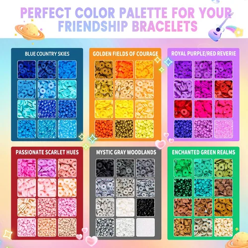 Vista 2 de Goldwise Kit de Pulsera de la Amistad 4 Cajas-13078 Piezas 72 Colores Kits para Hacer Pulseras con Arcilla, Cuentas de Semillas de Vidrio y Cuentas