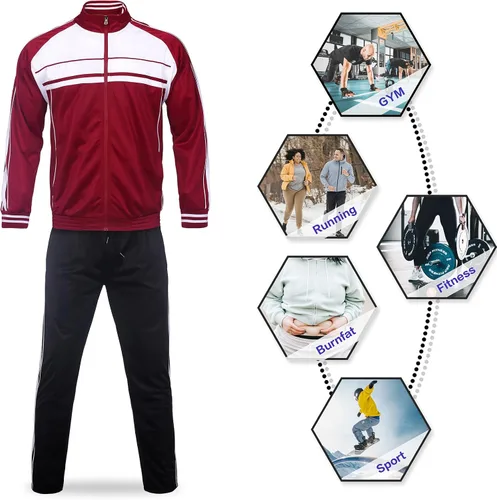Vista 5 de Xmgelp Conjunto deportivo con capucha para hombre de 2 piezas, casual, con cierre completo