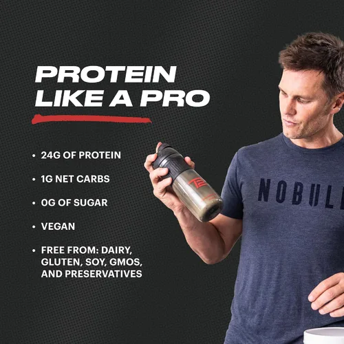 Vista 3 de TB12 Proteína en polvo a base de plantas de Tom Brady, 24g de proteína de guisante vegana, baja en azúcar, baja en carbohidratos, sin OMG, reemplazo