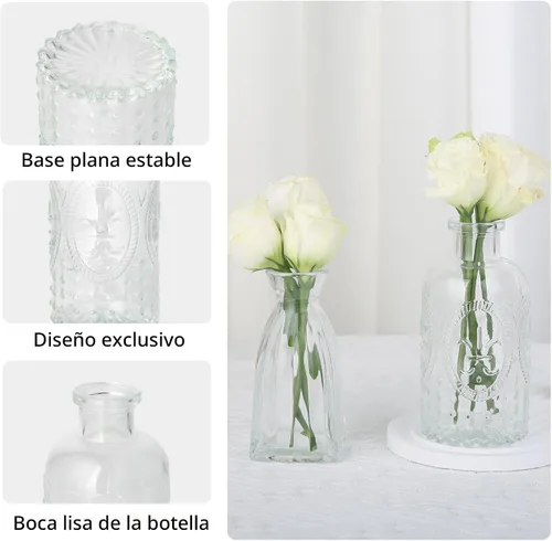 Vista 6 de RUCKAE Juego de 12 jarrones pequeños transparentes para brotes a granel, jarrones de vidrio para mini flores para centros de mesa, decoraciones
