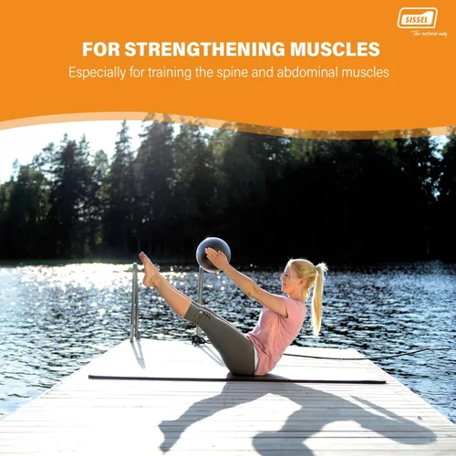 Vista 5 de SISSEL Pilates Soft Ball Gray 8.5 in Phthalate- & Latex-Free PVC for Deep Relaxation & Muscle Strengthening 340 lbs Capacity Includes