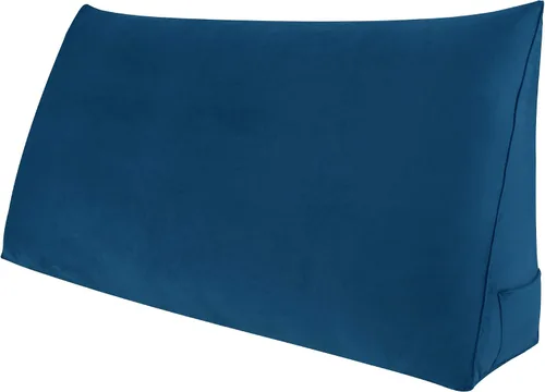 Vista 12 de WOWMAX Almohada de cuña para cabecera de cama de día, con funda extraíble, terciopelo negro, tamaño matrimonial