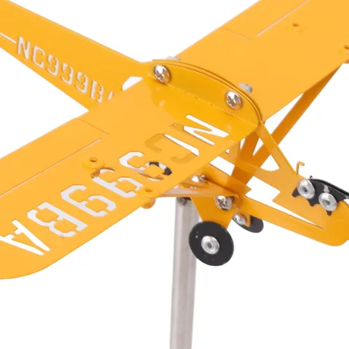 Vista 8 de J3 Cub - Veleta de avión, avión de metal 3D, molino de viento de metal, escultura de viento, escultura de viento, indicador de dirección del viento