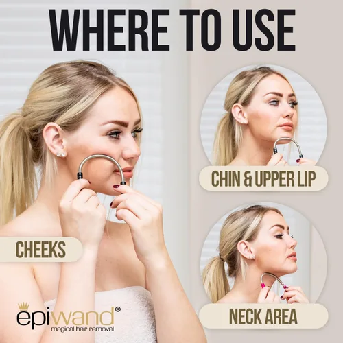 Vista 3 de Depiladora facial para mujeres Epiwand, elimina eficazmente el vello no deseado de la cara sin el uso de pinzas o de tratamientos costosos de láser