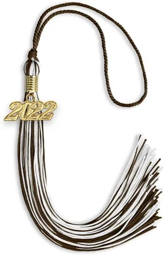Vista 302 de Endea Graduation - Borla de doble color mixto con fecha dorada (negro/dorado antiguo, 2021)