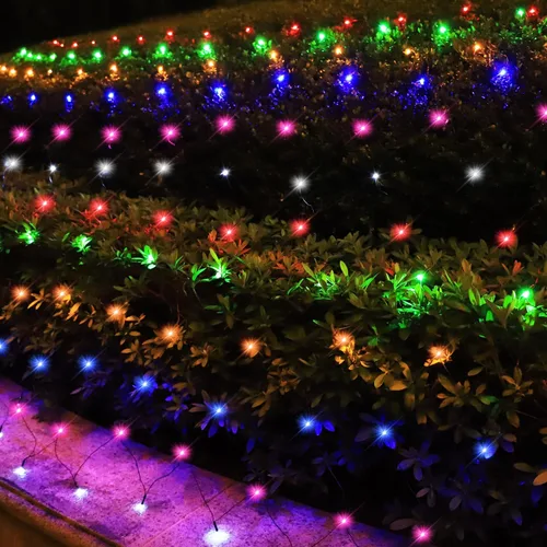 Vista 6 de Curyidy Red solar de luces de malla para exteriores, decoraciones de Navidad, cadena de 200 LED, impermeable, 19 modos para arbustos, vallas