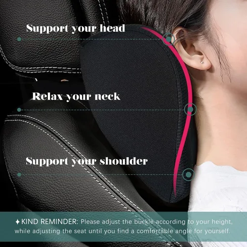 Vista 5 de Super Fit - Almohada para reposacabezas de automóvil, almohada para conducir con correa ajustable, almohada de cuello 100% espuma viscoelástica