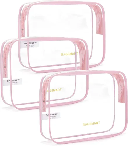 Vista 7 de BAGSMART Neceser transparente con asa, paquete de 2 unidades, aprobado por Negro Absoluto