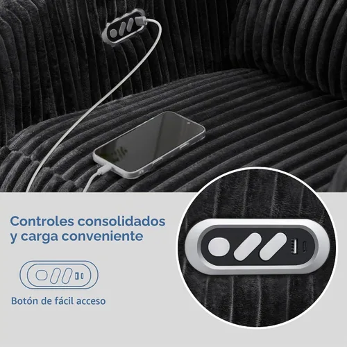 Vista 6 de SUNWAVE Silla reclinable reclinable de gran tamaño de 40 pulgadas para Negro