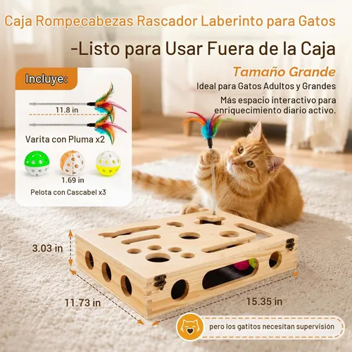 Vista 4 de Caja de enriquecimiento del rompecabezas del rasguño del gato, juguete