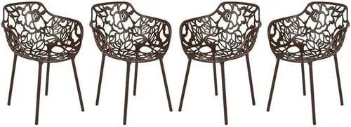 Vista 8 de LeisureMod Devon Collection - Sillas con brazos de comedor forestales, de aluminio para interiores y exteriores, apilables, para comedor, sala