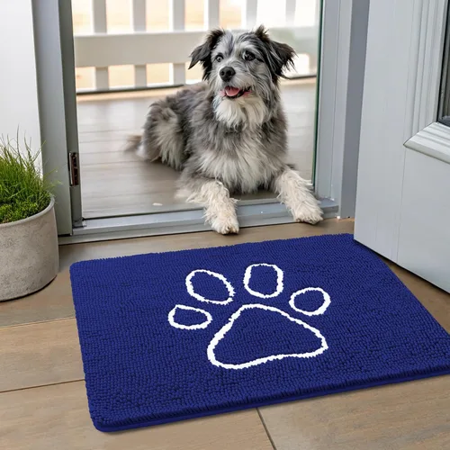 Vista 155 de Smiry Tapete para puerta de perro para patas fangosas, absorbente y Gris y negro