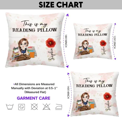 Vista 6 de ENCYCOM Almohada de bolsillo personalizada para lectura de libros, almohadas de lectura personalizadas con nombre, regalo único para niñas, mujeres