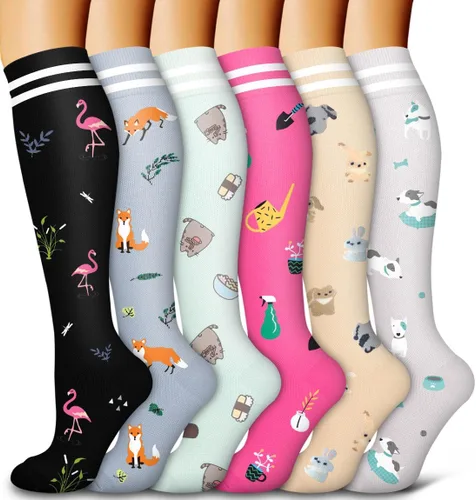 Vista 28 de Bluemaple Paquete de 6 calcetines de compresión de cobre para mujeres y hombres, el mejor apoyo para médicos, correr, enfermería, atletismo