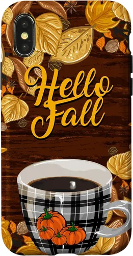 Vista 5 de Funda para iPhone 16 Hello Fall Leaves Coffee Cup Pumpkin Autumn Thanksgiving Case
