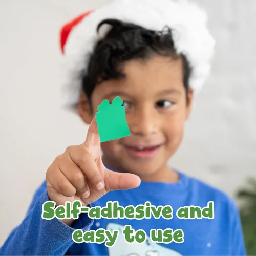 Vista 4 de READY 2 LEARN Calcomanías para rascar – Navidad – Paquete de 56 – Calcomanías personalizables y autoadhesivas – Calcomanías de Navidad rayables