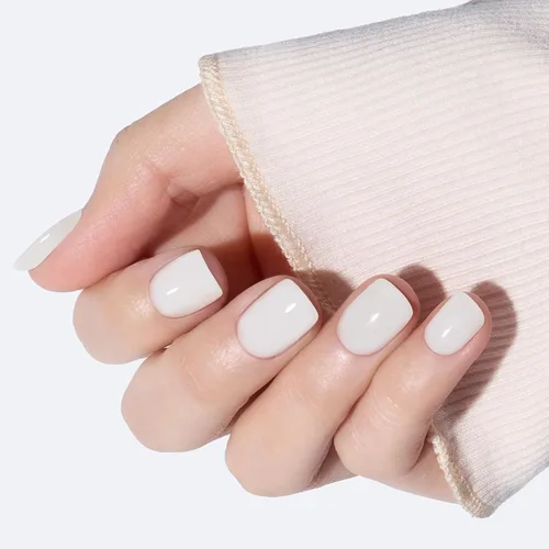 Vista 24 de Modelones Uñas postizas extra cortas a presión, color blanco lechoso A1-blanco lechoso