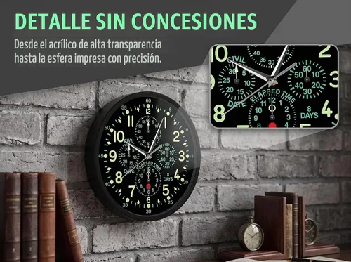 Vista 6 de Reloj de avión ''Flying Fortress'' de 12 pulgadas con marco de metal