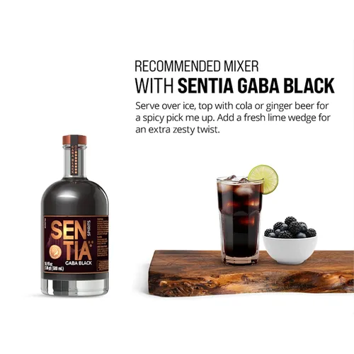 Vista 3 de Sentia Gaba Black, Licores Botánicos sin Alcohol, Premiados, Veganos, Sin Gluten y Libres de GM, Sabor Natural de Plantas, Sabor Ahumado y Picante
