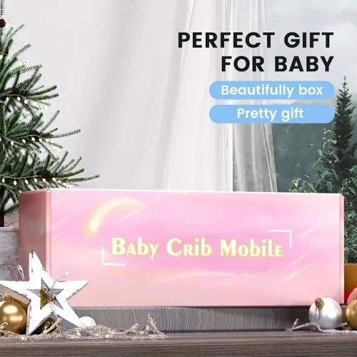 Vista 5 de FEISIKE Móvil de cuna para niñas y bebés con 3 modos de caja de música digital