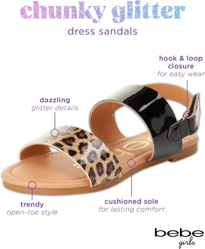 Vista 2 de bebe Sandalias para Niñas - Sandalias para Niñas Grandes y Niñas Pequenas con Correas de Cuero Duradero y Lentejuelas, Zapatos de Vestir de Verano