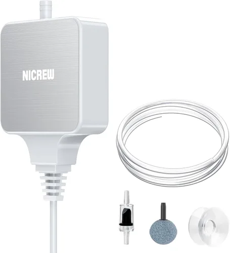 Vista 7 de NICREW Nano Silent - Bomba de aire para acuario, color negro, aireador de acuario con accesorios para pecera de hasta 10 galones, súper silenciosa