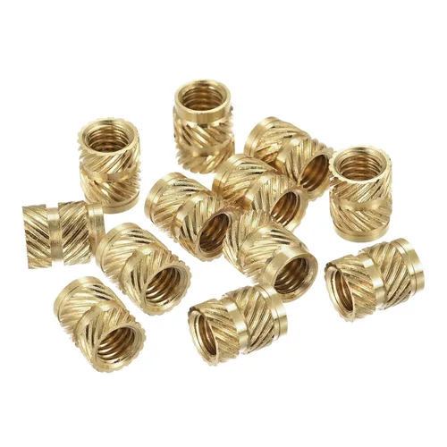 Vista 8 de uxcell Tuercas de inserción moleteadas, 60 piezas M2 x 0.236 in L x 0.138 in OD impresión 3D tuercas de latón roscadas hembra inserciones de latón