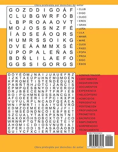 Vista 2 de Sopa De Letras En Español Letra Grande 500 Rompecabezas Para Adultos, Adultos Mayores, Adolescentes (Número 3) 500 Spanish Word Search Puzzle Large