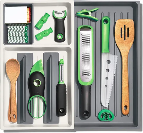 Vista 2 de OXO Cajón Good Grips, organizador grande de herramientas de cocina expandible, color blanco