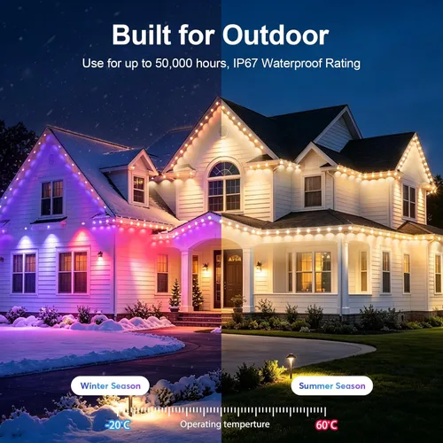 Vista 5 de RaThun Luces permanentes para exteriores, 200 pies con 100 luces LED RGBW+