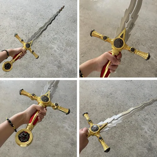 Vista 9 de Espada ceremonial masónica medieval de acero inoxidable de 39.8 pulgadas con placa de exhibición para colección, cosplay