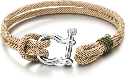 Vista 4 de COOLSTEELANDBEYOND Pulsera de acero para hombre y mujer con grilletes de anclaje náutico marinero