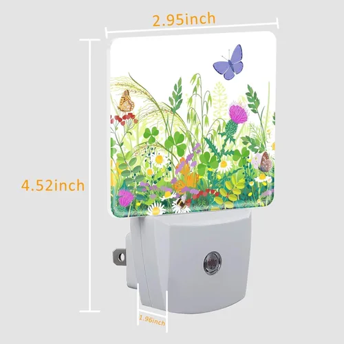 Vista 4 de Luz nocturna LED con diseño de mariposa de primavera, con sensor de atardecer a amanecer, luces nocturnas con sensor automático de flores silvestres