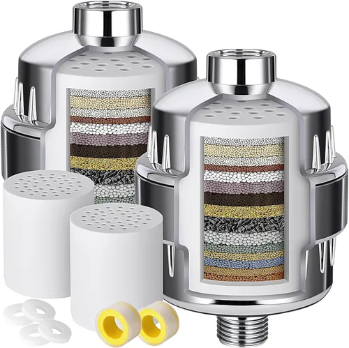 Vista 8 de Filtro de cabezal de ducha para agua dura, filtro de agua de ducha para cabello y piel, cabezal de filtro de ducha para agua dura, filtro de agua