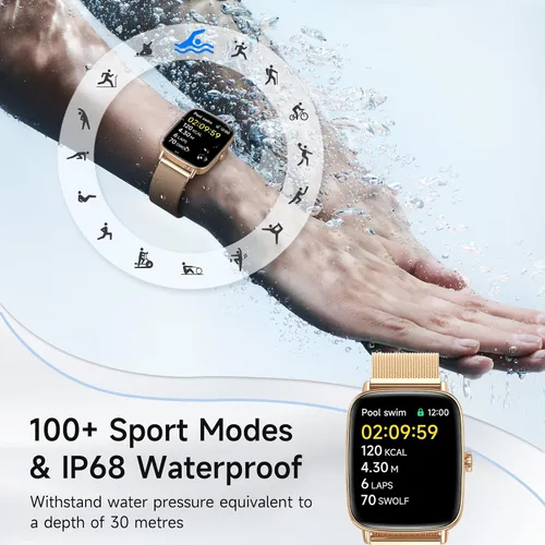 Vista 5 de Reloj inteligente para hombres y mujeres, 1.85" HD, reloj inteligente compatible con iPhone/Samsung/Android (responder/hacer llamadas), más de 100