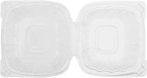 Vista 8 de Contenedores de Comida para Llevar Karat Clamshell [6"x6" - 300 unidades] Duraderos, Aptos para Microondas, Apilables, Resistentes a Roturas, Cajas