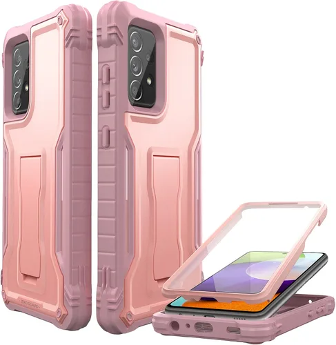 Vista 9 de ExoGuard Funda para Samsung Galaxy A52, funda de goma a prueba de golpes de cuerpo completo, protector de pantalla integrado y soporte compatible