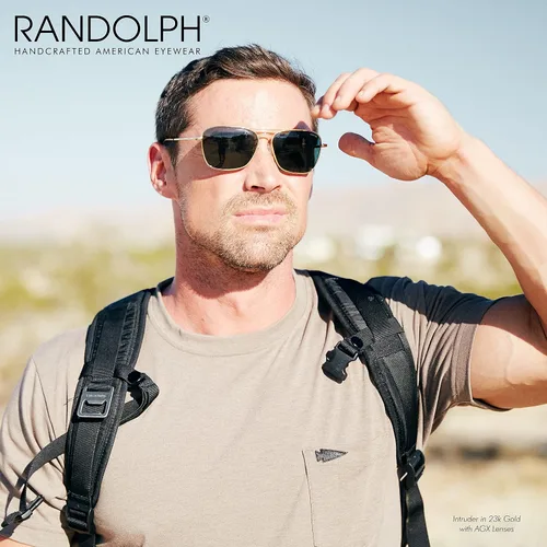 Vista 5 de Randolph USA Gafas de sol de aviador rectangulares para hombres no polarizadas 100 UV