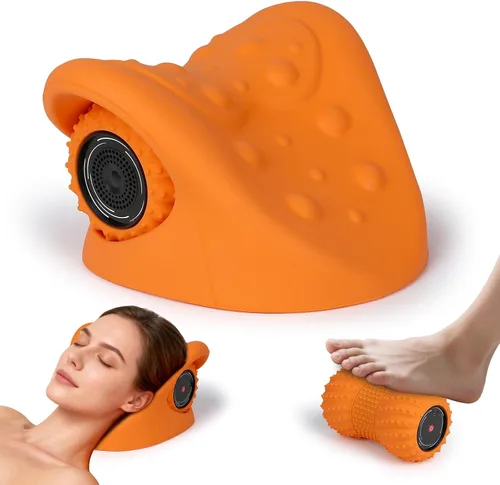 Vista 8 de Rodillo eléctrico portátil de masaje muscular, 6 niveles de vibración para alivio profundo del tejido, masajeador de mano para fascitis plantar