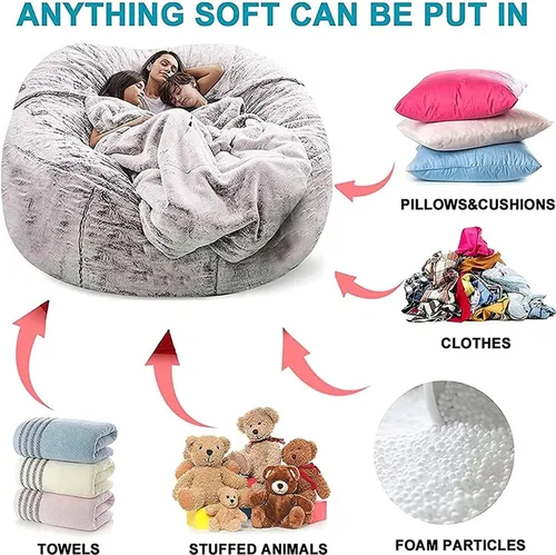 Vista 4 de Puf de 7 pies, funda de sofá para silla, lavable de tela de felpa suave de alta calidad, puf para juegos, tumbona gruesa y perezosa, juguetes