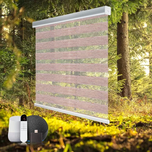 Vista 8 de Persianas motorizadas con control remoto de cebra, cenefa de aluminio mejorada, persianas automáticas para ventanas, persianas eléctricas de doble