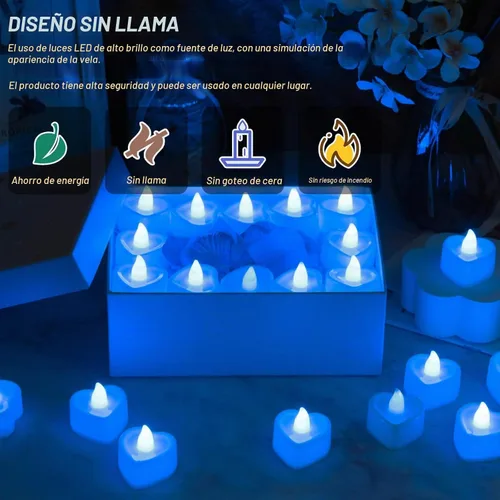 Vista 5 de cridoz Juego de pétalos de rosa azules para una noche romántica para él, 2000 pétalos de rosa artificiales con 24 velas LED sin llama