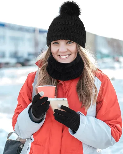 Vista 6 de Tigeen Juego de 8 guantes para pantalla táctil con forro de invierno para hombres y mujeres, guantes para pantalla táctil, bufandas