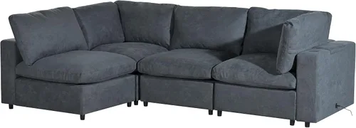 Vista 5 de JUSTONE Sofá modular modular para sala de estar, muebles modernos y versátiles con puertos de carga USB, altavoz Bluetooth integrado en el brazo